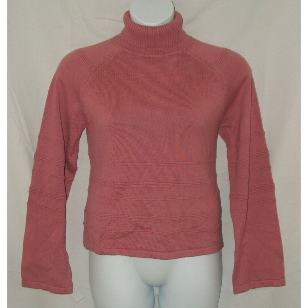 NEW NWT Dusty Rose Sz Large Stretchy Cotton Turtleneck Sweater LIZ CLAIBORNE